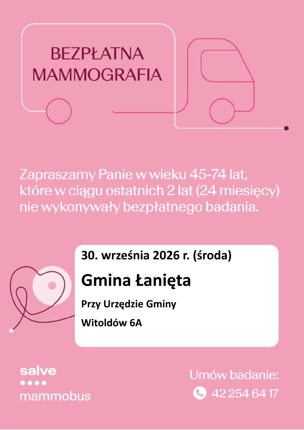 Bezpłatne badania mammograficzne w&nbsp;Łaniętach