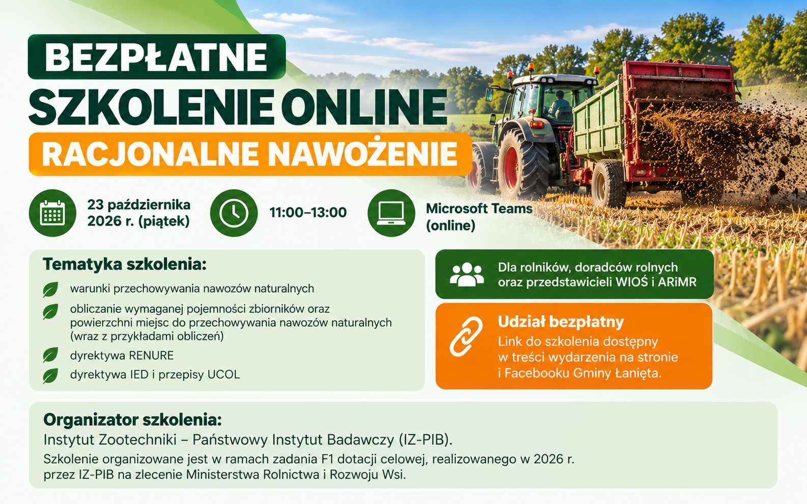 Bezpłatne szkolenie online &ndash; &bdquo;Racjonalne nawożenie&rdquo;