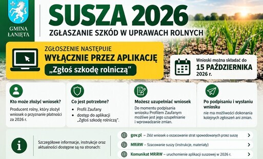 Susza 2026 – zgłaszanie szkód w uprawach rolnych