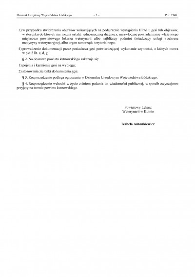 Rozporządzenie Nr 4 Powiatowego Lekarza Weterynarii w Kutnie-2